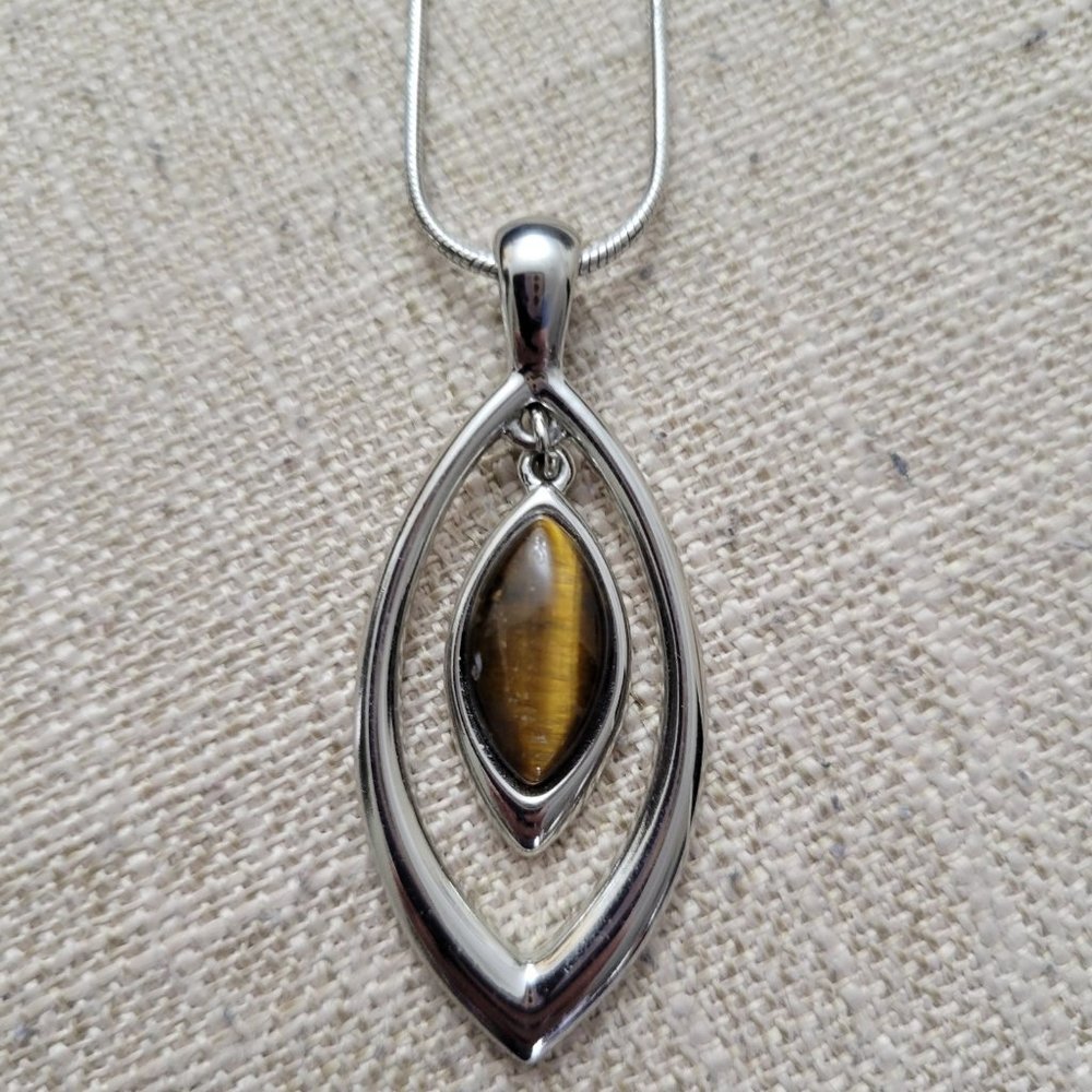 Lia Sophia Fawn adjustable necklace 16"-19" genuine Tiger's Eye Style 33391